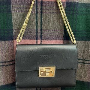 Black Christian Laurier shoulder bag/ gold chain